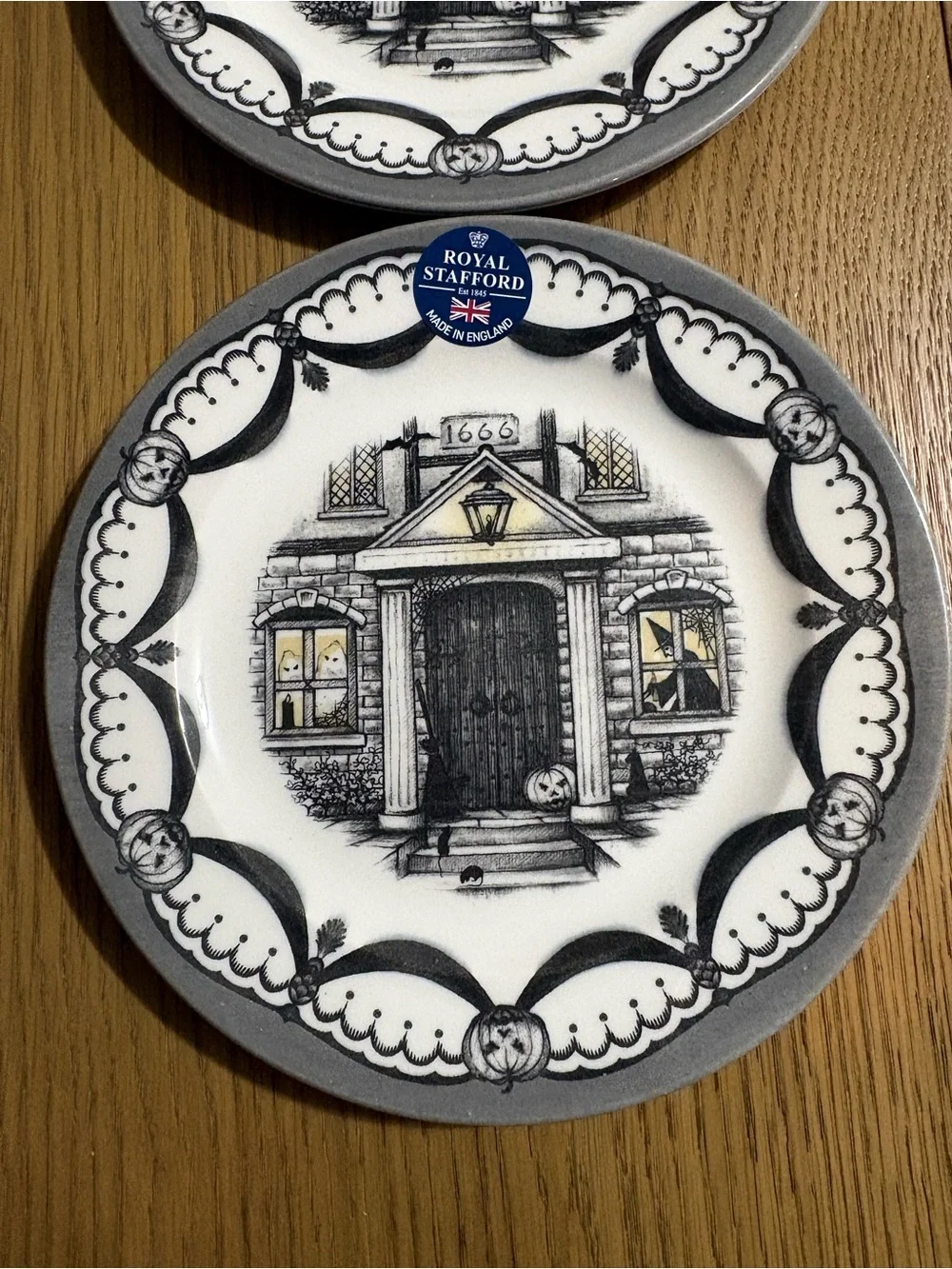 Stafford Black, White & Cream Haunted House Decorative Plate set of 3